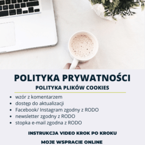 Polityka prywatności polityka plików cookies wzór + social media+ wsparcie online
